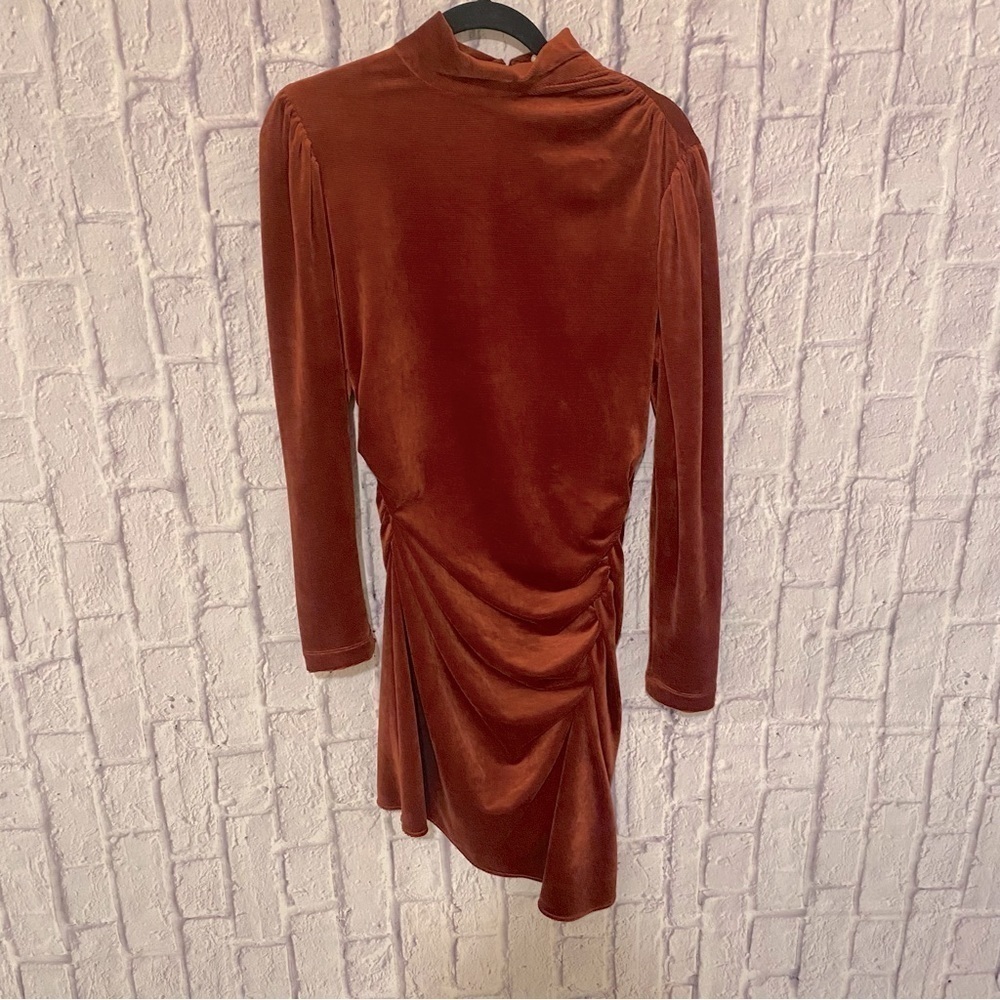 A.l.c. Marcel Ruched Velvet Mini Dress in Sumac Rust Burnt Orange 12 - Picture 8 of 15